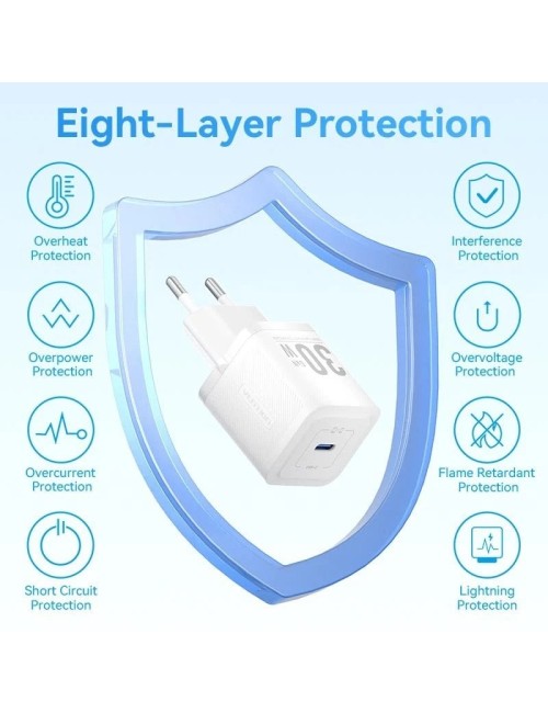 Cargador de Pared GaN Vention FEZB0-EU/ 1xUSB Tipo-C/ 30W