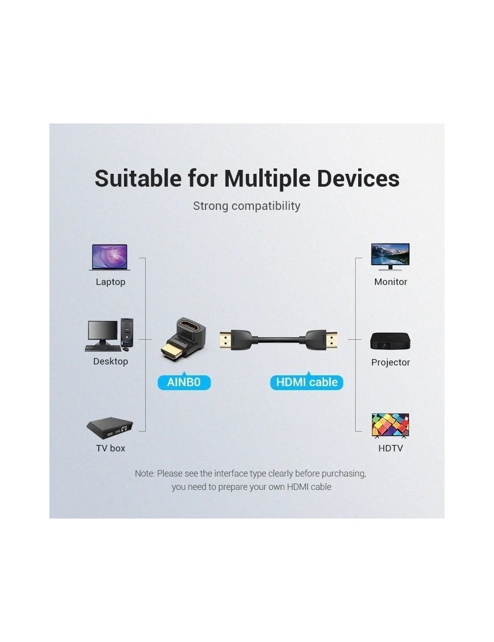 Adaptador HDMI 4K 270º Vention AINB0/ HDMI Macho - HDMI Hembra