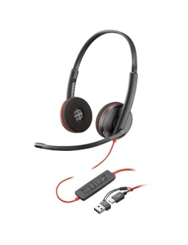 Auriculares Poly Blackwire 3220 + Adaptador USB-C/A/ con Micrófono/ Bulk/ Negros