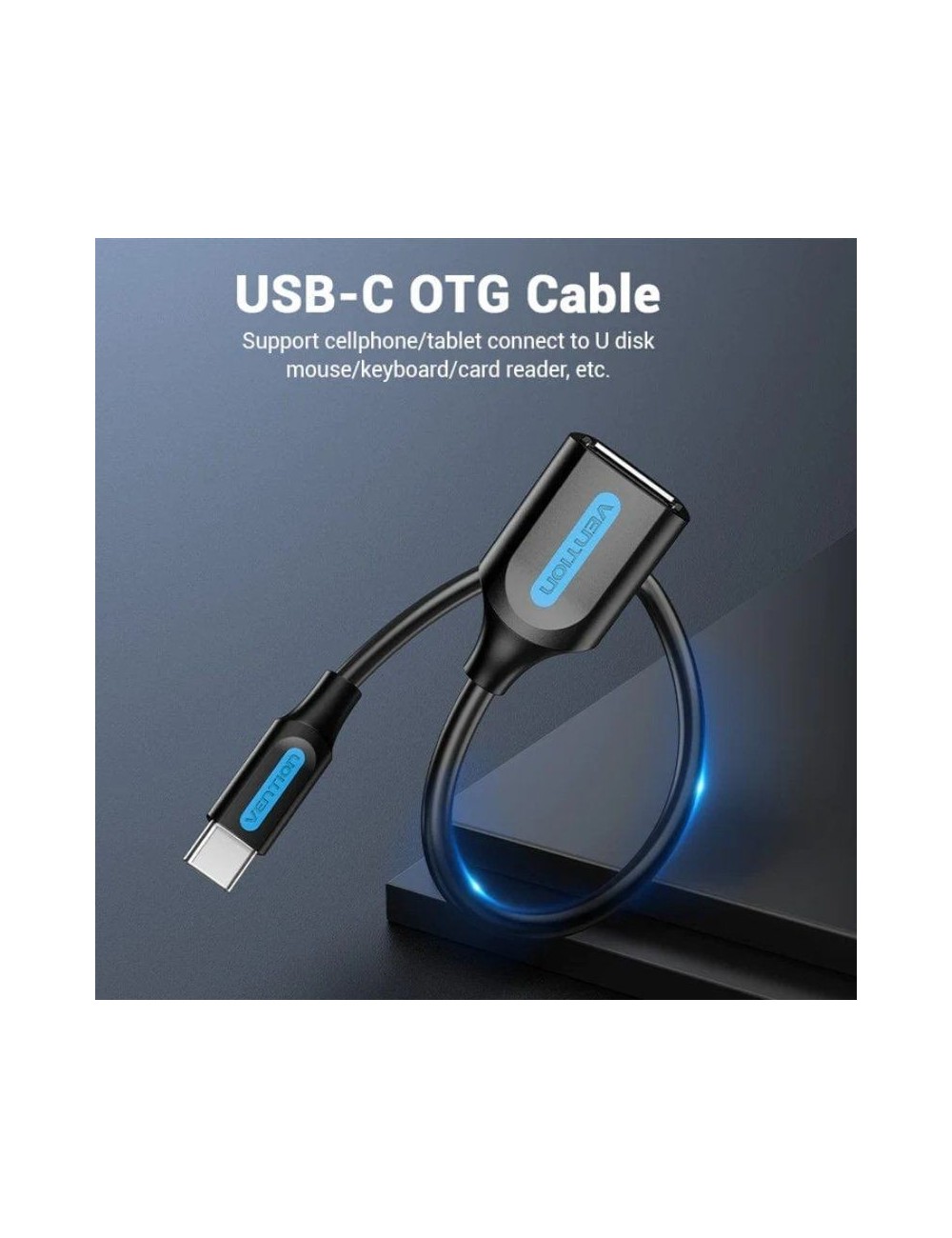 Cable USB 2.0 Tipo-C Vention CCSBB/ USB Tipo-C Macho - USB Hembra/ 15cm/ 480Mbps/ Negro