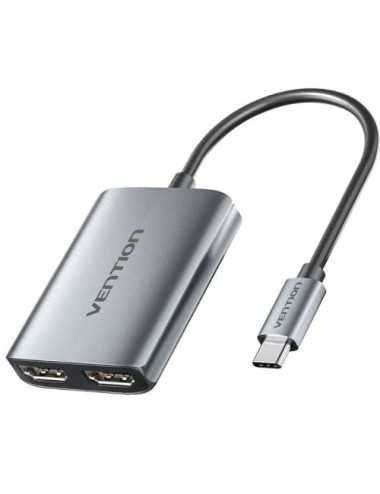 Cable Conversor Vention ACZHB/ USB Tipo-C Macho - 2x HDMI Hembra/ Gris