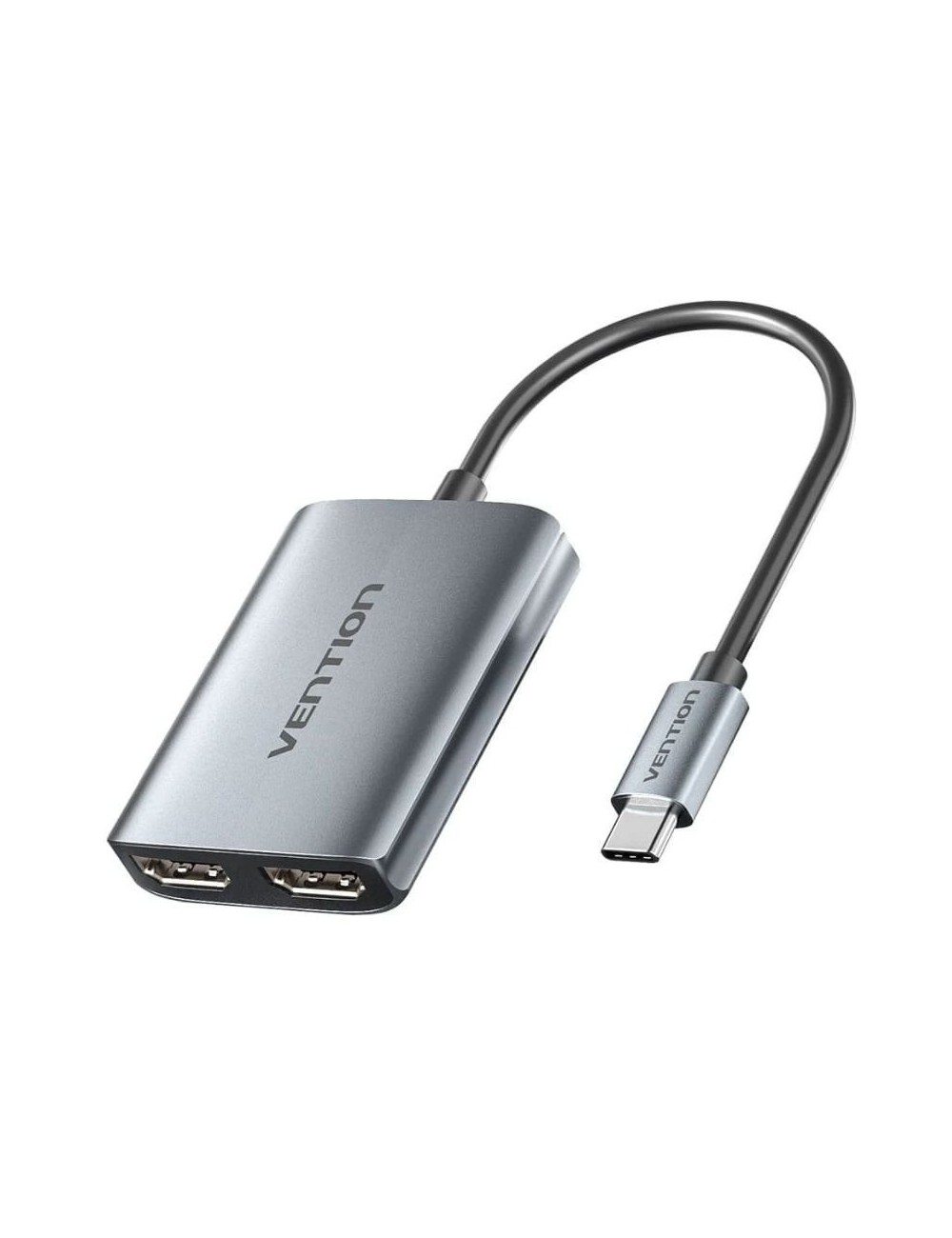 Cable Conversor Vention ACZHB/ USB Tipo-C Macho - 2x HDMI Hembra/ Gris
