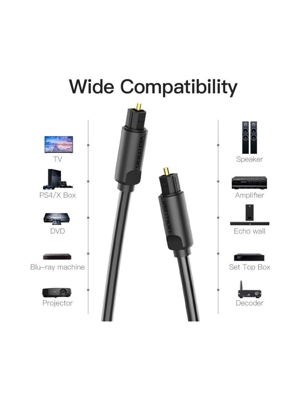 Cable de Audio de Fibra óptica Vention BAEBH/ 2m/ Negro