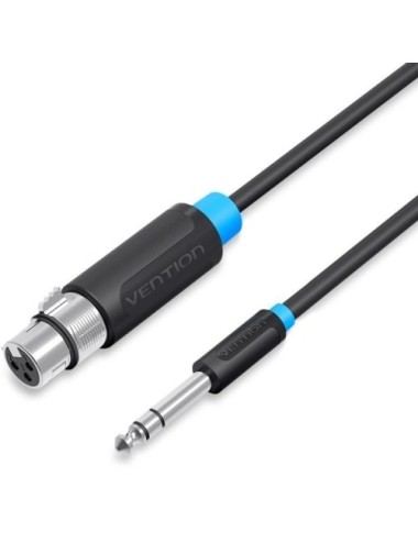 Cable Estéreo Vention BBEBF/ Jack 6.5 Macho - XLR Hembra/ 1m/ Negro