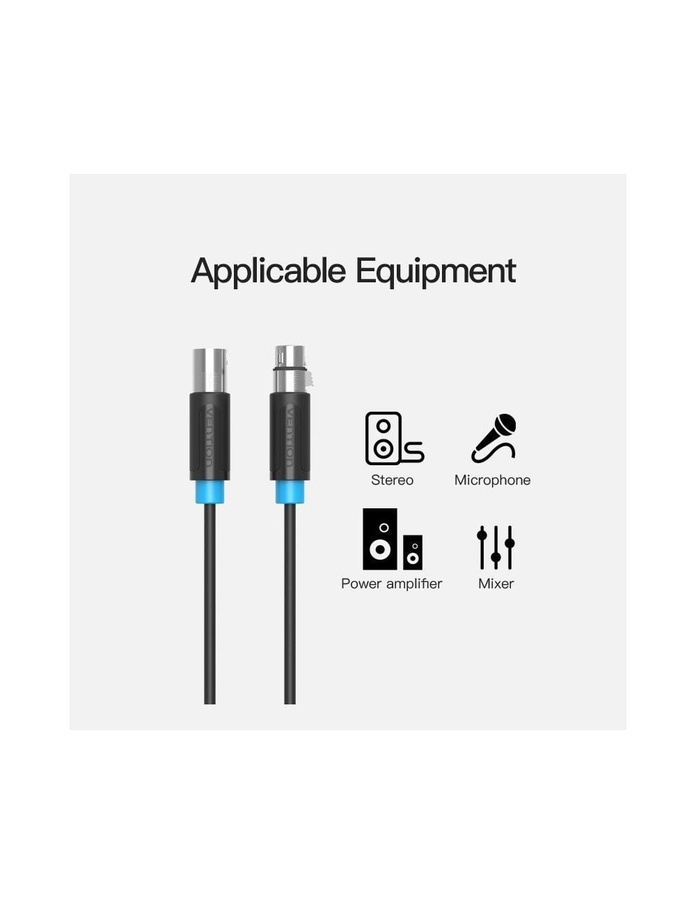 Cable Estéreo Vention BBFBH/ XLR Macho - XLR Hembra/ 2m/ Negro
