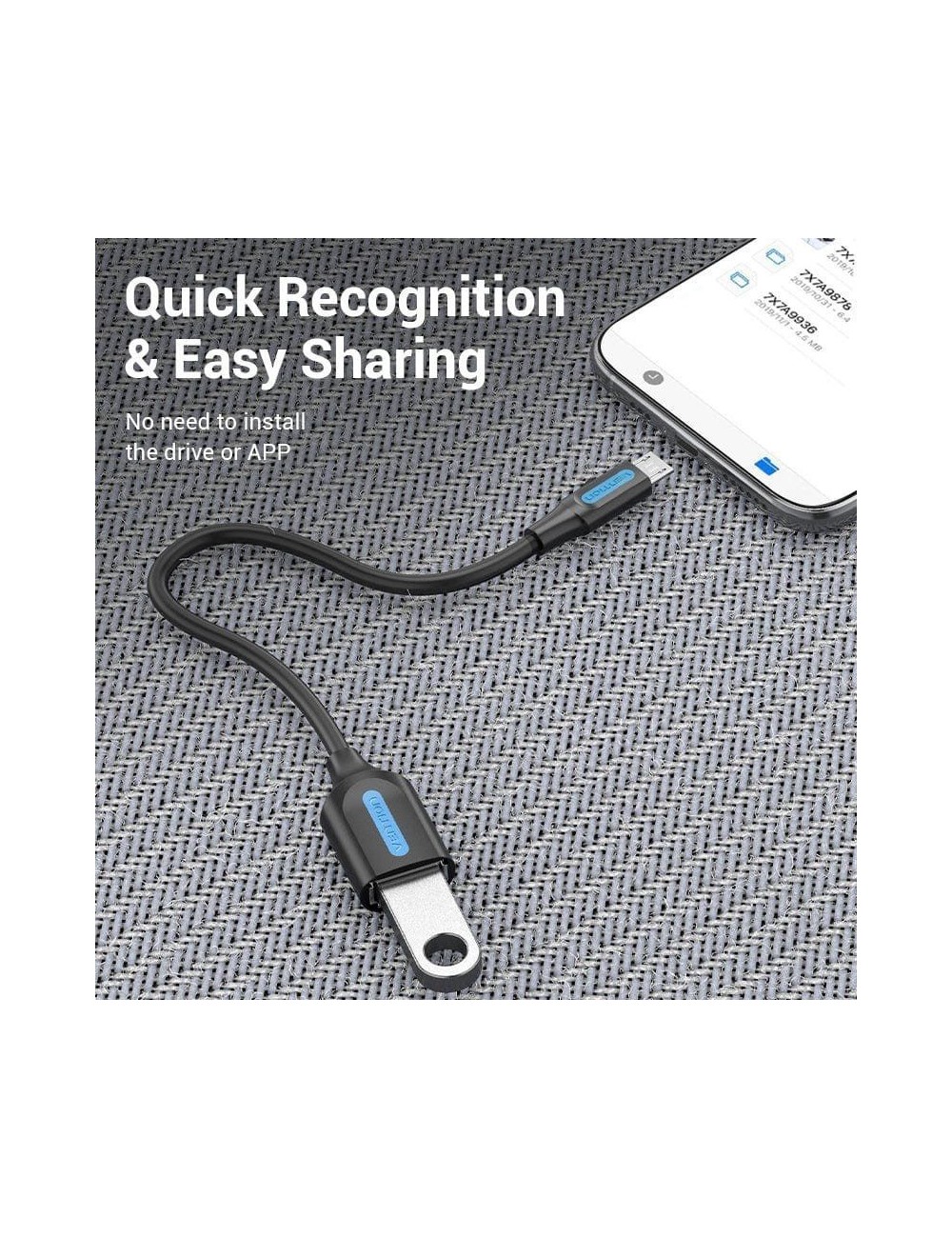 Cable USB 2.0 Vention CCUBB/ MicroUSB Macho - USB Hembra/ 480Mbps/ 15cm/ Negro