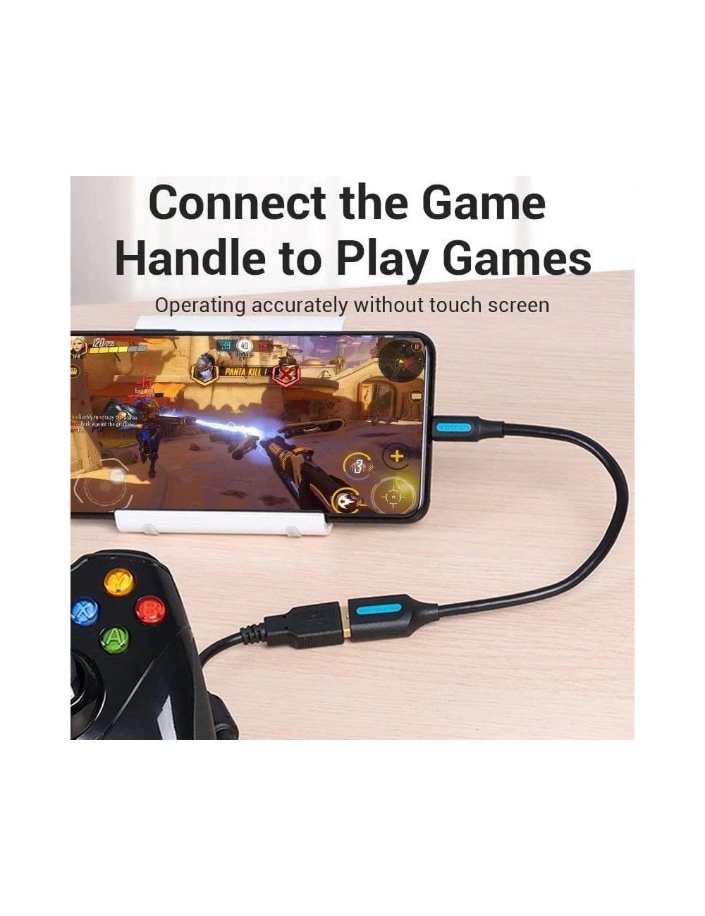 Cable USB 2.0 Vention CCUBB/ MicroUSB Macho - USB Hembra/ 480Mbps/ 15cm/ Negro