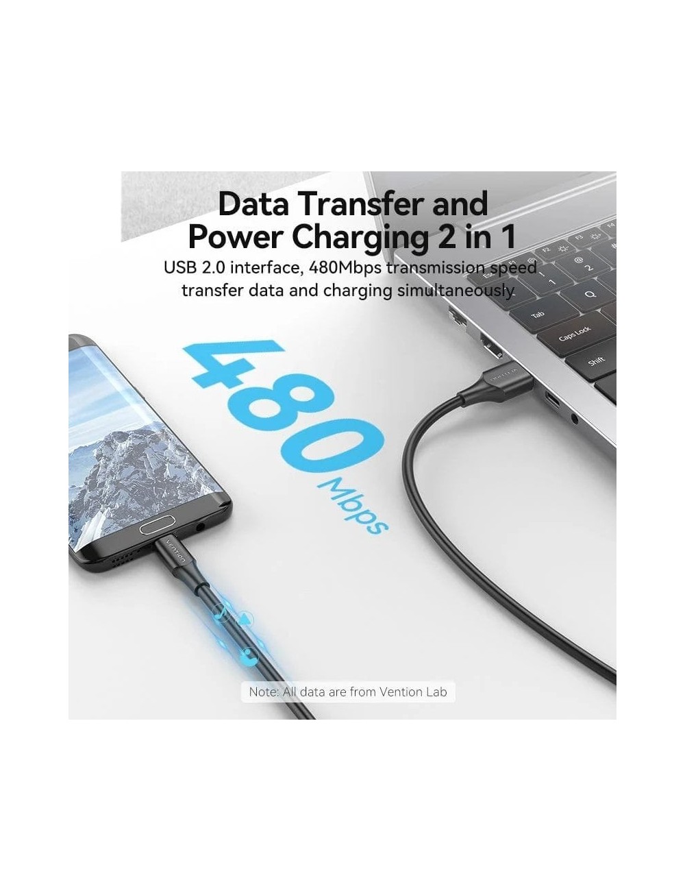 Cable USB 2.0 Vention CTIWG/ USB Macho - MicroUSB Macho/ Hasta 60W/ 480Mbps/ 1.5m/ Blanco