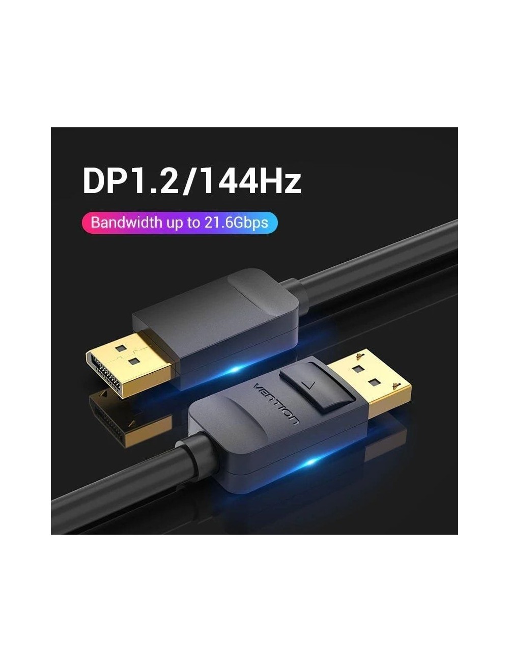 Cable DisplayPort 1.2 4K Vention HACBG/ DisplayPort Macho - DisplayPort Macho/ 1.5m/ Negro