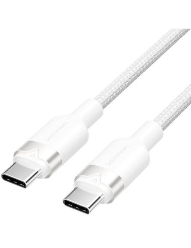Cable USB 2.0 Tipo-C 3A Vention TRDWH/ USB Tipo-C Macho - USB Tipo-C Macho/ Hasta 60W/ 480Mbps/ 2m/ Blanco