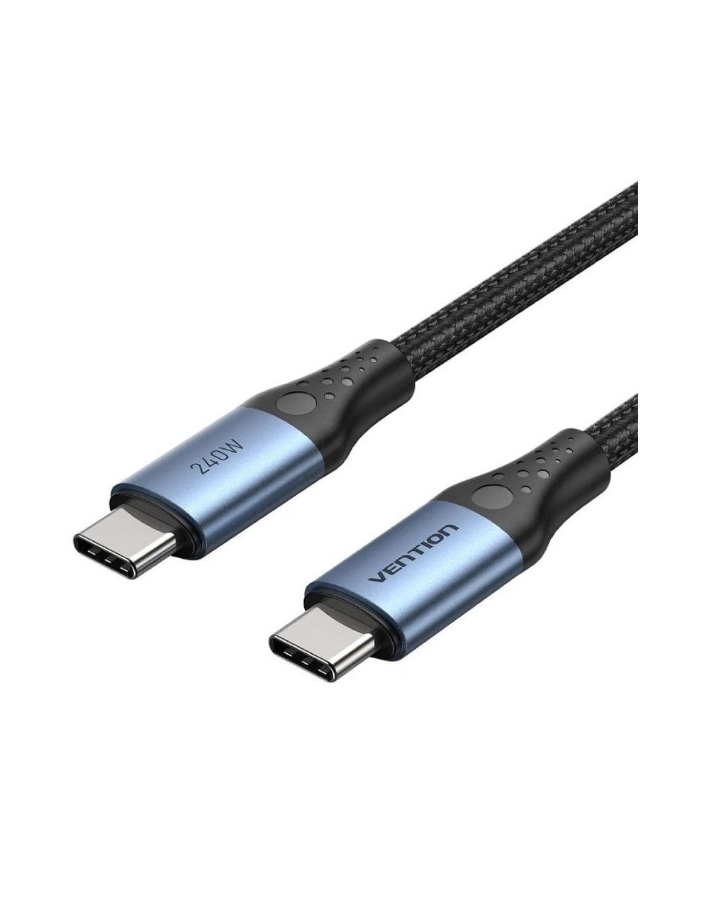 Cable USB 2.0 Tipo-C 5A Vention TREBH/ USB Tipo-C Macho - USB Tipo-C Macho/ Hasta 240W/ 480Mbps/ 2m/ Azul y Negro