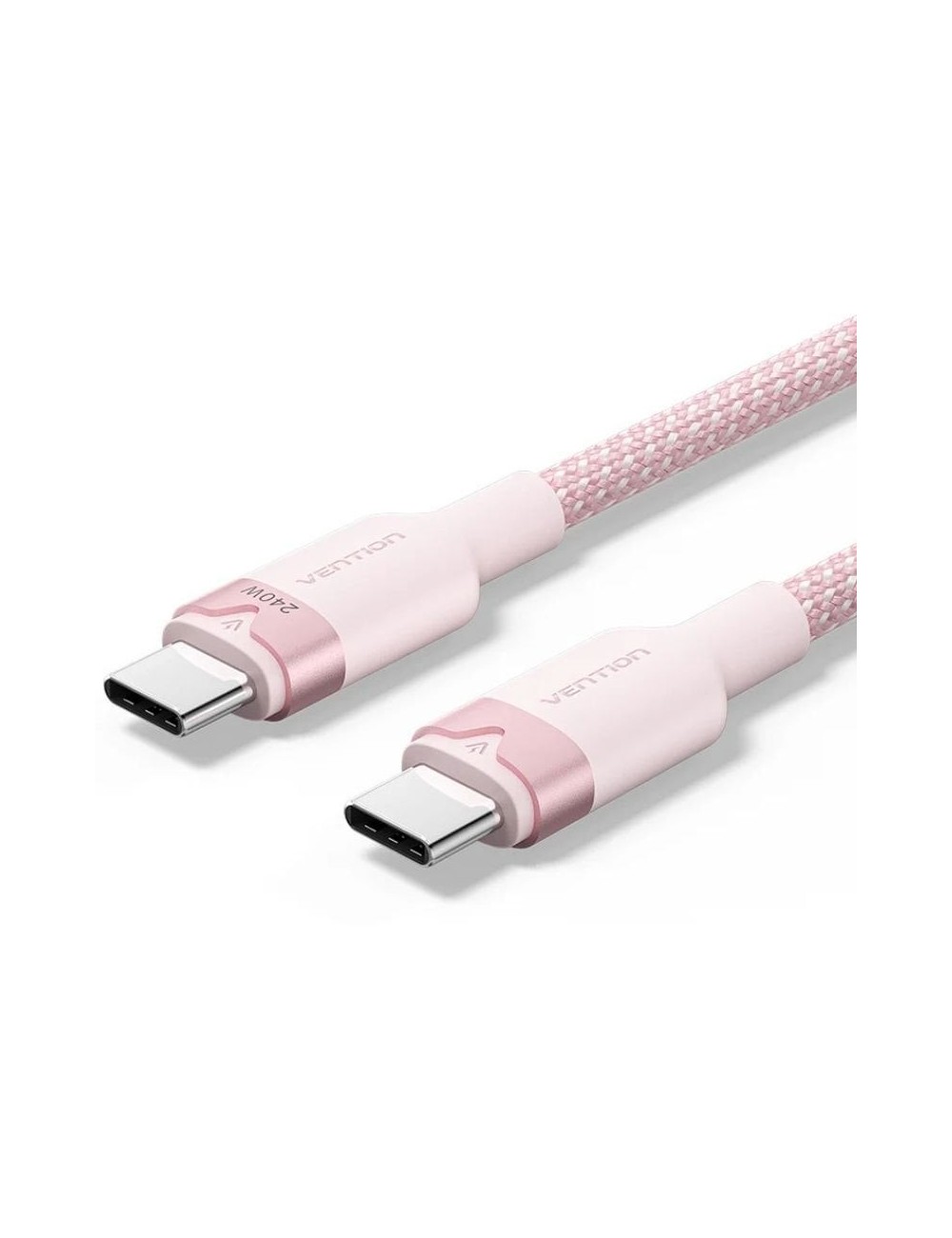 Cable USB 2.0 Tipo-C 5A Vention TRIPF/ USB Tipo-C Macho - USB Tipo-C Macho/ Hasta 240W/ 480Mbps/ 1m/ Rosa