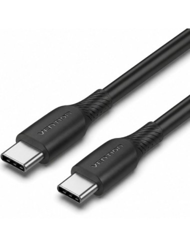 Cable USB 2.0 Tipo-C Vention TRVBH/ USB Tipo-C Macho - USB Tipo-C Macho/ Hasta 60W/ 480Mbps/ 2m/ Negro