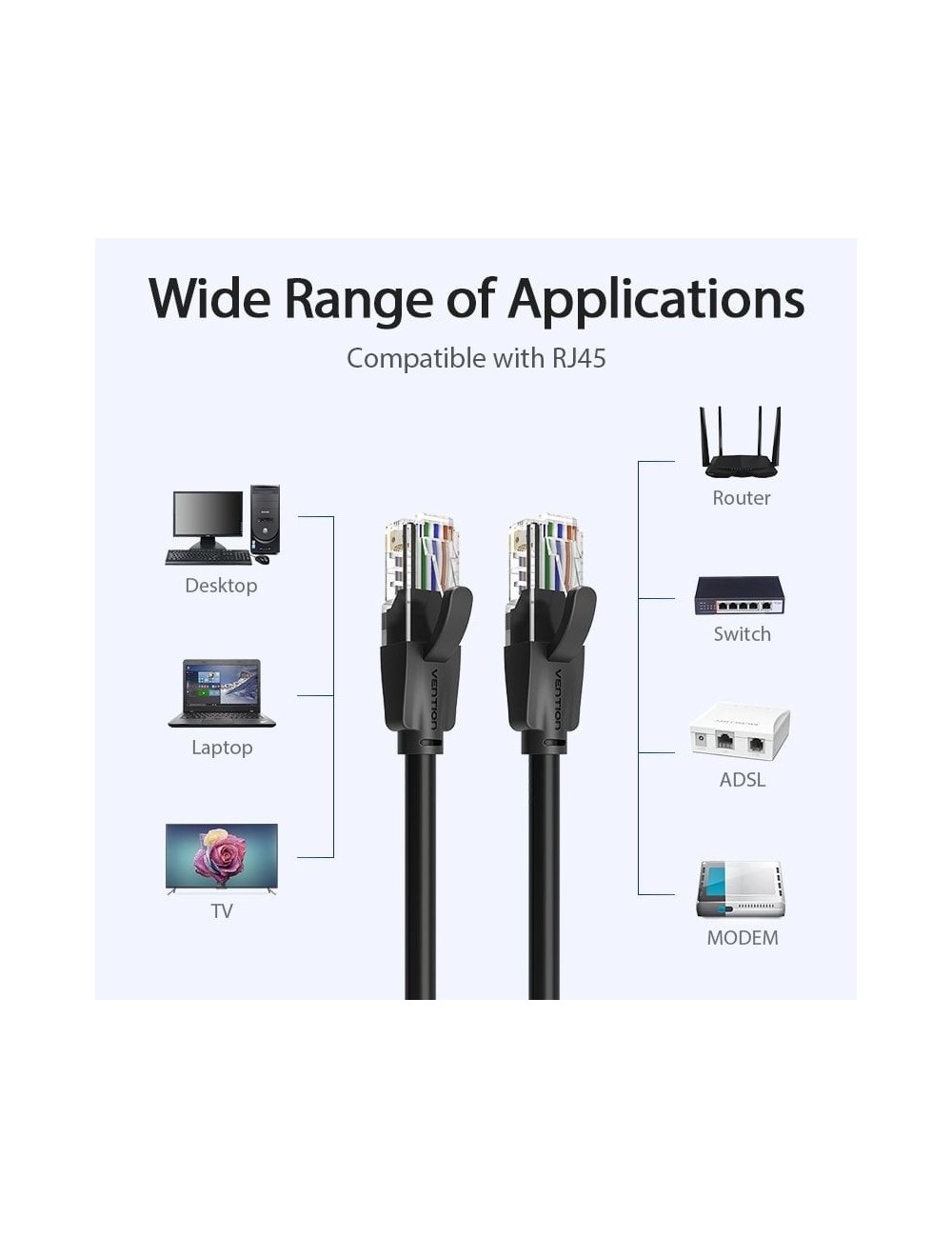Cable de Red RJ45 UTP Vention IBEBY Cat.6/ 30cm/ Negro