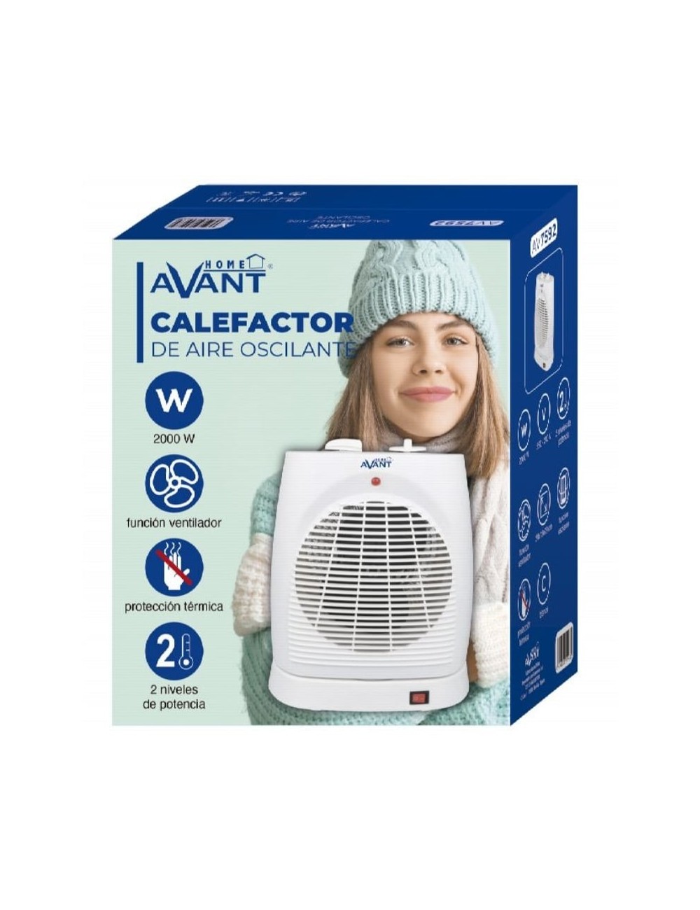 Calefactor Avant AV7592/ 2000W/ Termostato Regulable