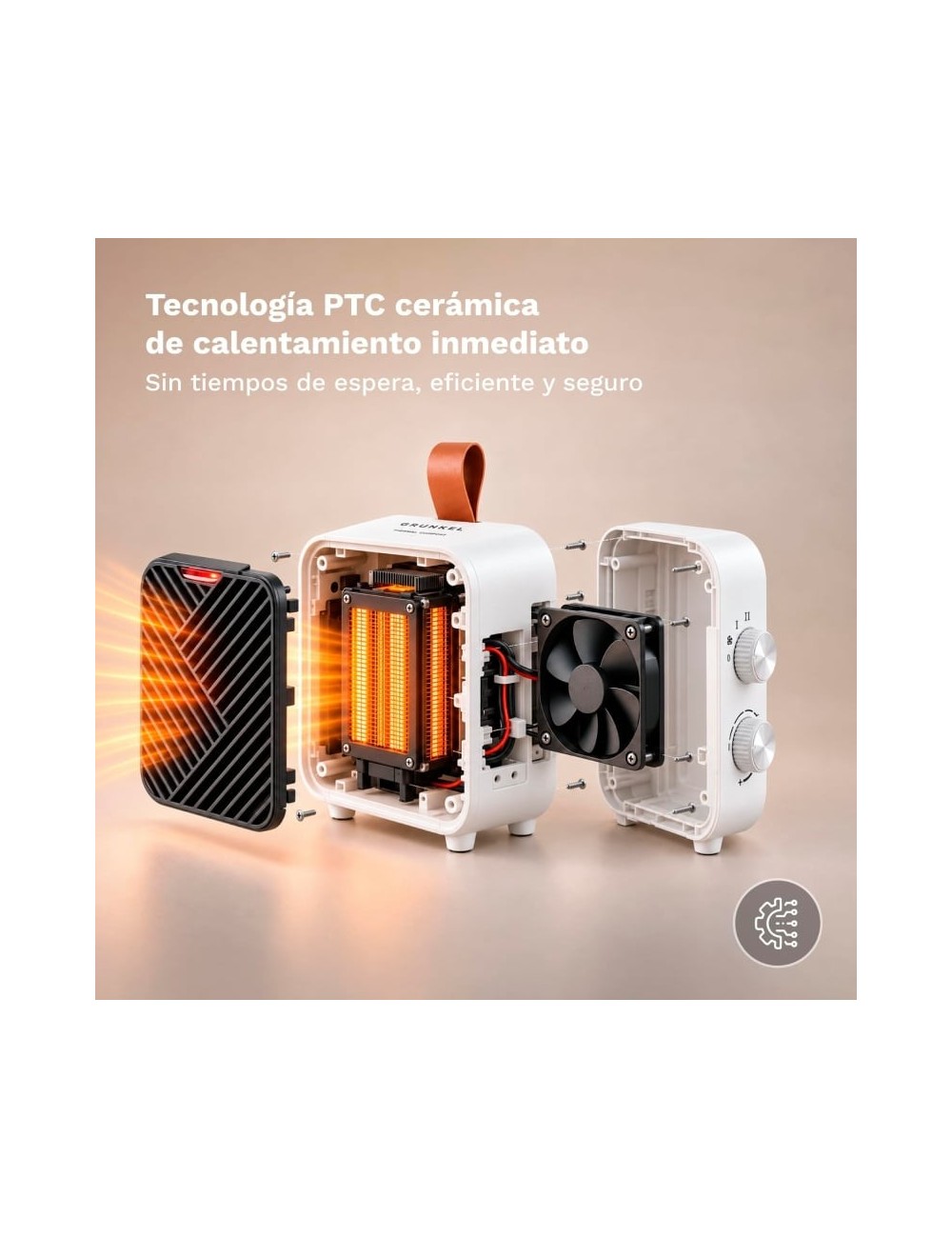 Calefactor Grunkel CF-1500CM/ 1500W/ Termostato Regulable