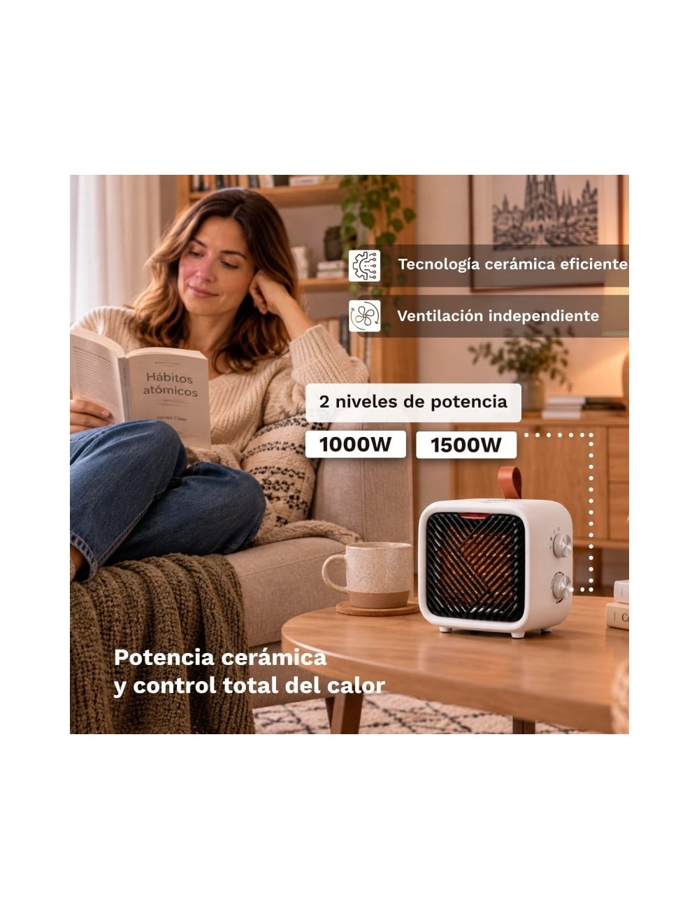 Calefactor Grunkel CF-1500CM/ 1500W/ Termostato Regulable