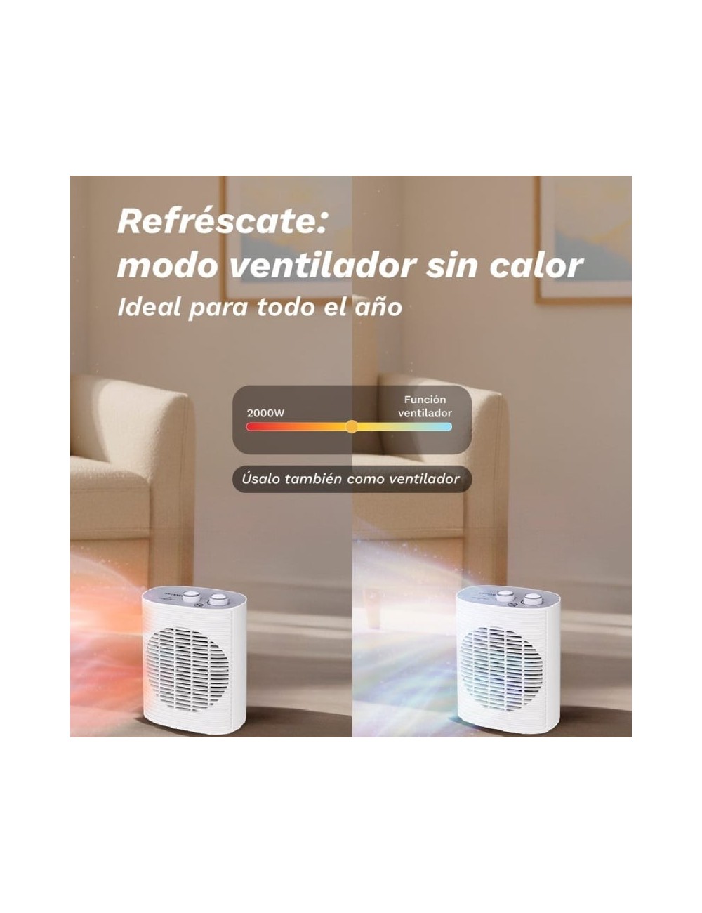 Calefactor / Termoventilador Grunkel CF-2000LINE/ 2000W/ Termostato Regulable