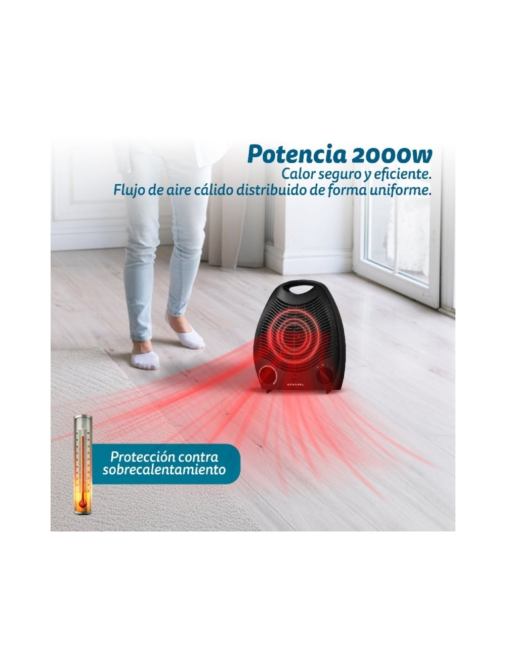 Calefactor / Termoventilador Grunkel WB-2000/ 2000W/ Termostato Regulable