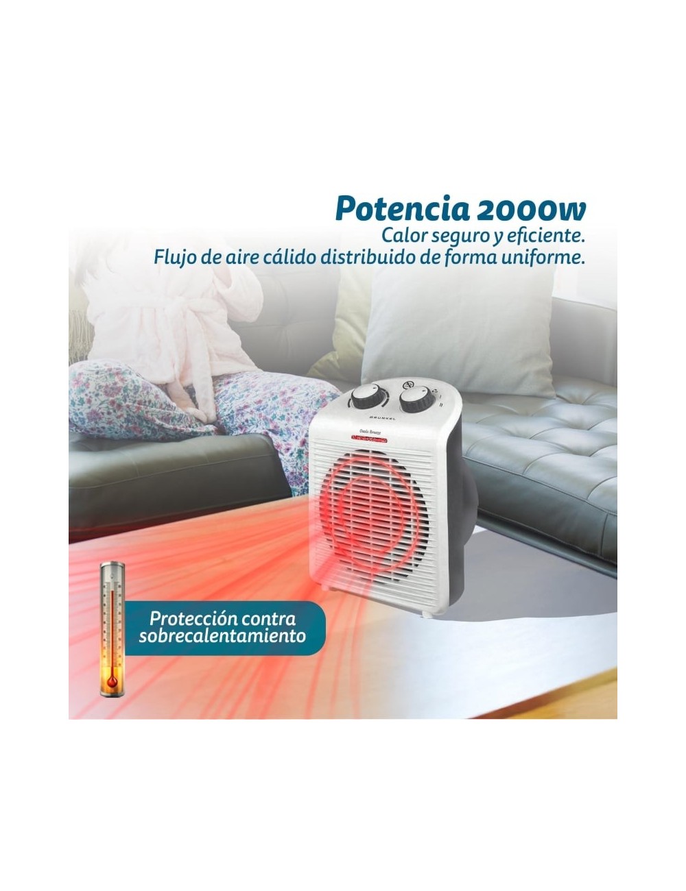 Calefactor / Termoventilador Grunkel WB-2000PLUSBL/ 2000W/ Termostato Regulable