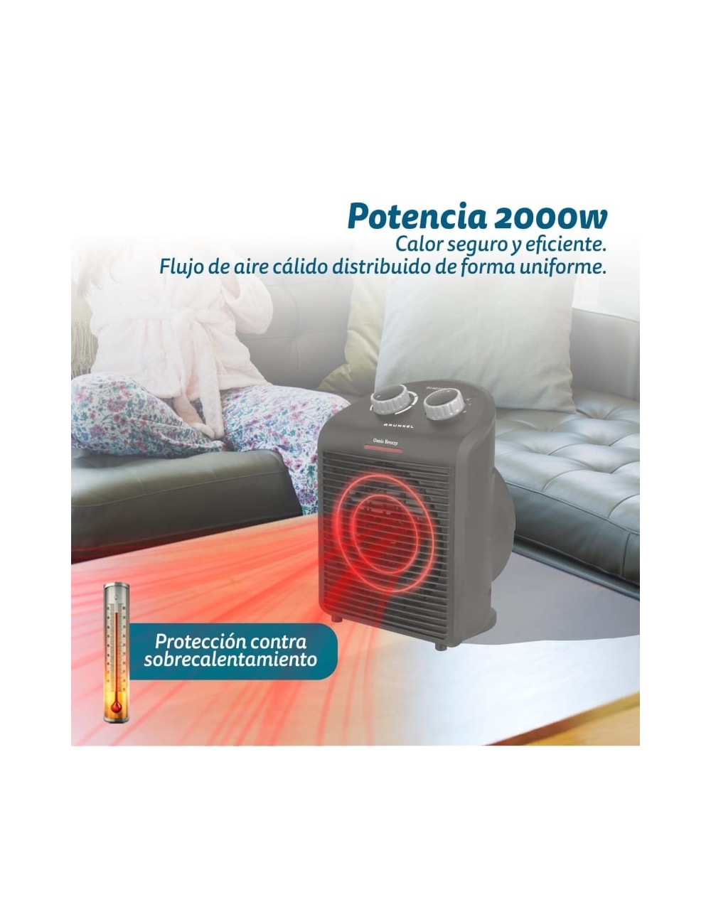 Calefactor / Termoventilador Grunkel WB-2000PLUSNG/ 2000W/ Termostato Regulable