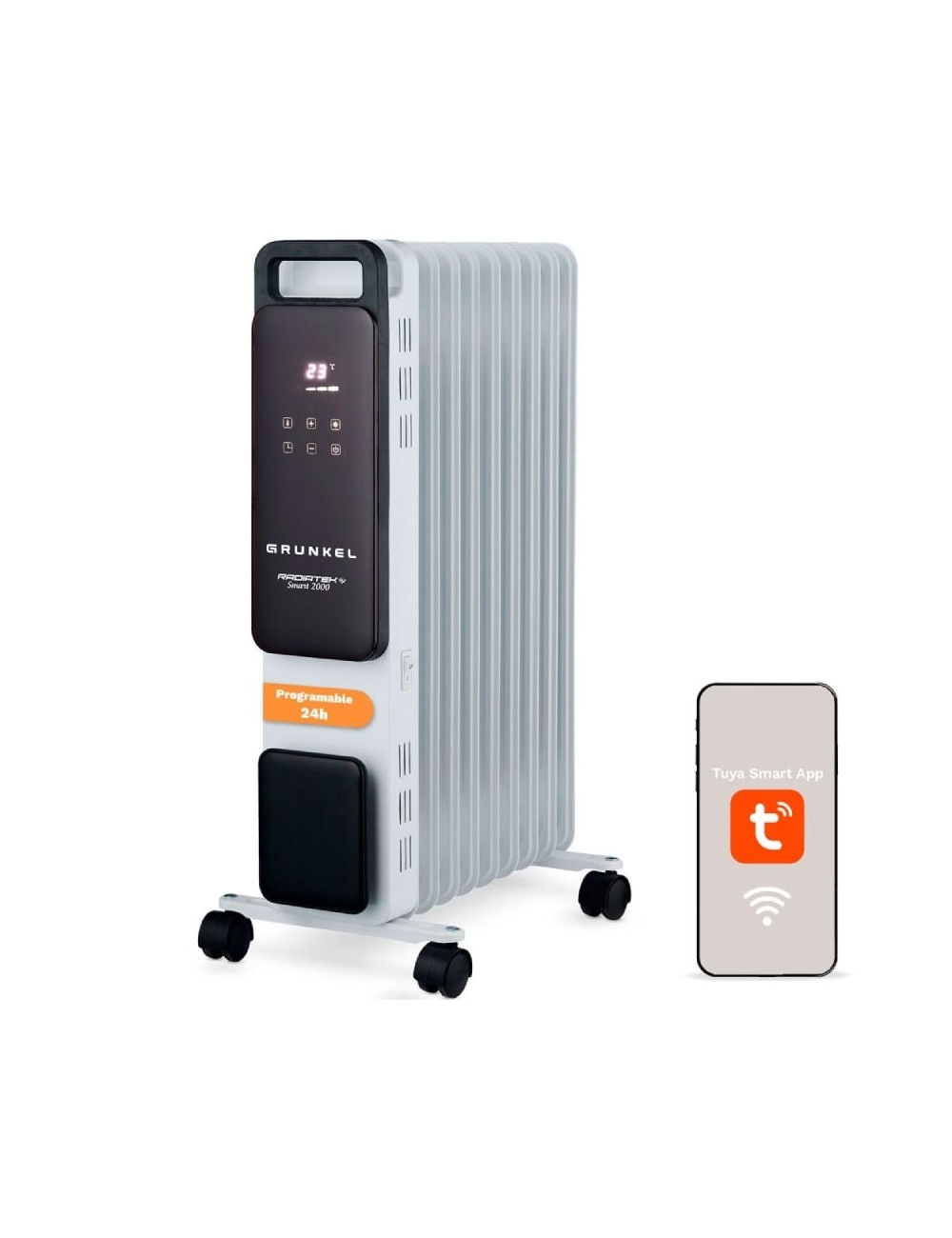 Radiador de Aceite Grunkel RD-2000PRO/ 3 Potencias/ 2000W/ 9 Elementos/ WiFi