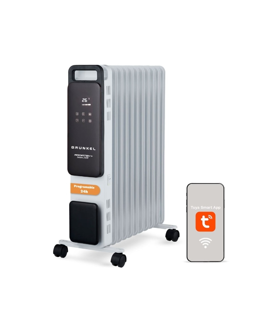 Radiador de Aceite Grunkel RD-2500PRO/ 3 Potencias/ 2500W/ 11 Elementos/ WiFi