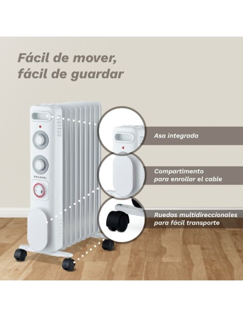 Radiador de Aceite Grunkel RD-2500S/ 3 Potencias/ 2500W/ 11 Elementos Caloríficos