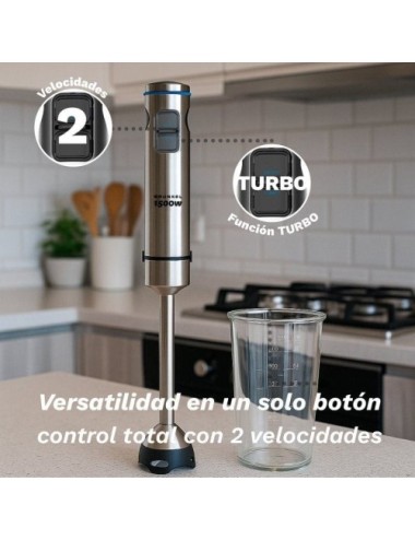 Batidora de mano Grunkel BM-1500SET/ 1500W/ Capacidad 0.8L/ Incluye Vaso, Picadora, Varilla y Soporte