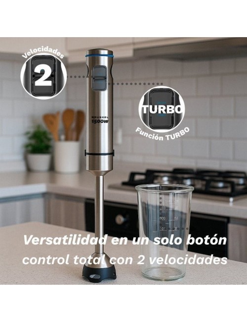 Batidora de mano Grunkel BM-1500SET/ 1500W/ Capacidad 0.8L/ Incluye Vaso, Picadora, Varilla y Soporte