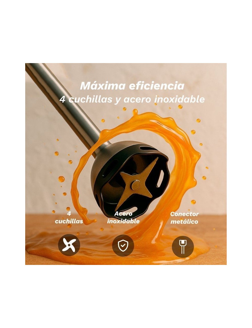 Batidora de mano Grunkel BM-1500SET/ 1500W/ Capacidad 0.8L/ Incluye Vaso, Picadora, Varilla y Soporte