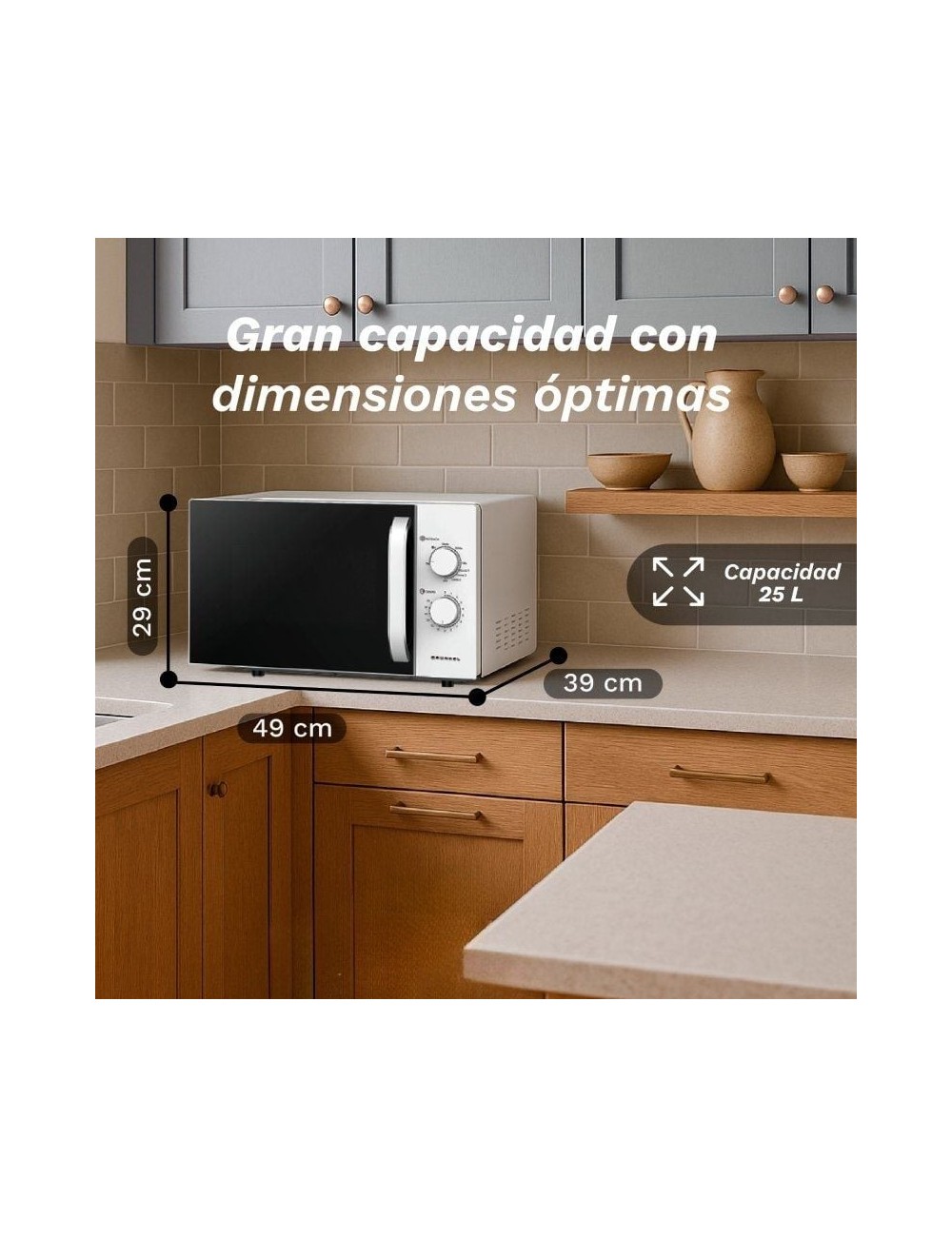 Microondas Grunkel MWG-25GRILL/ 850W/ Capacidad 25L/ Funcion Grill/ Blanco