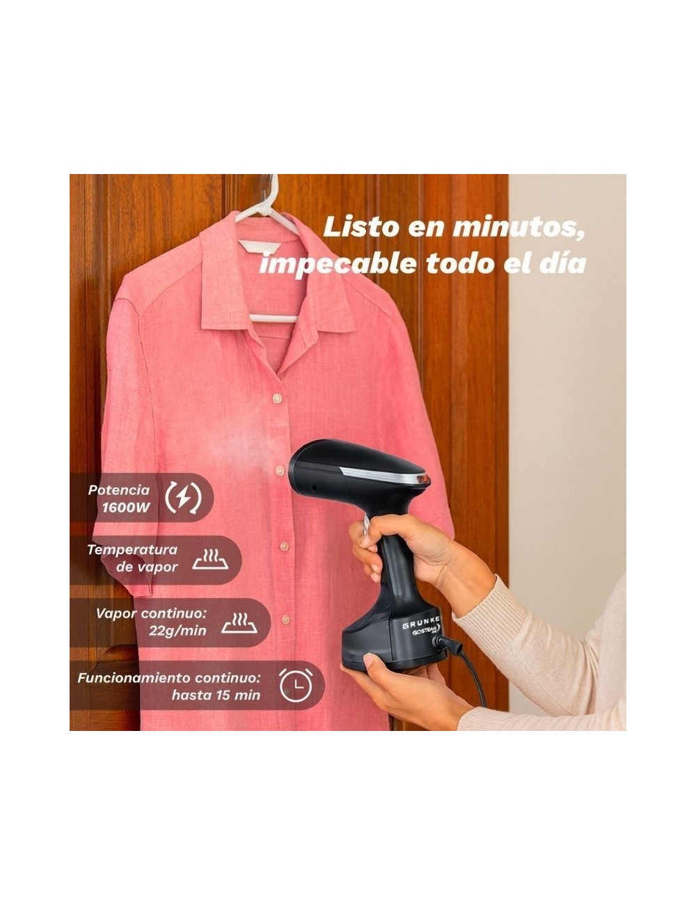 Plancha Vertical Grunkel PV-1600GSO/ 1600W/ Depósito 310ml