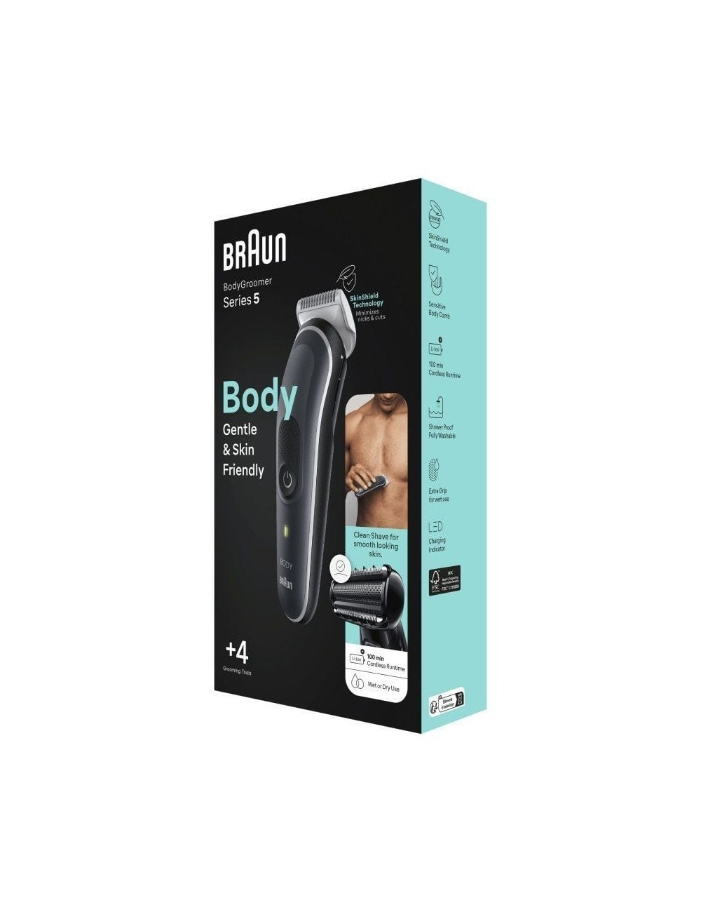 Cortapelos Braun BodyGroomer Series 5 BG5360/ con Batería/ 4 Accesorios