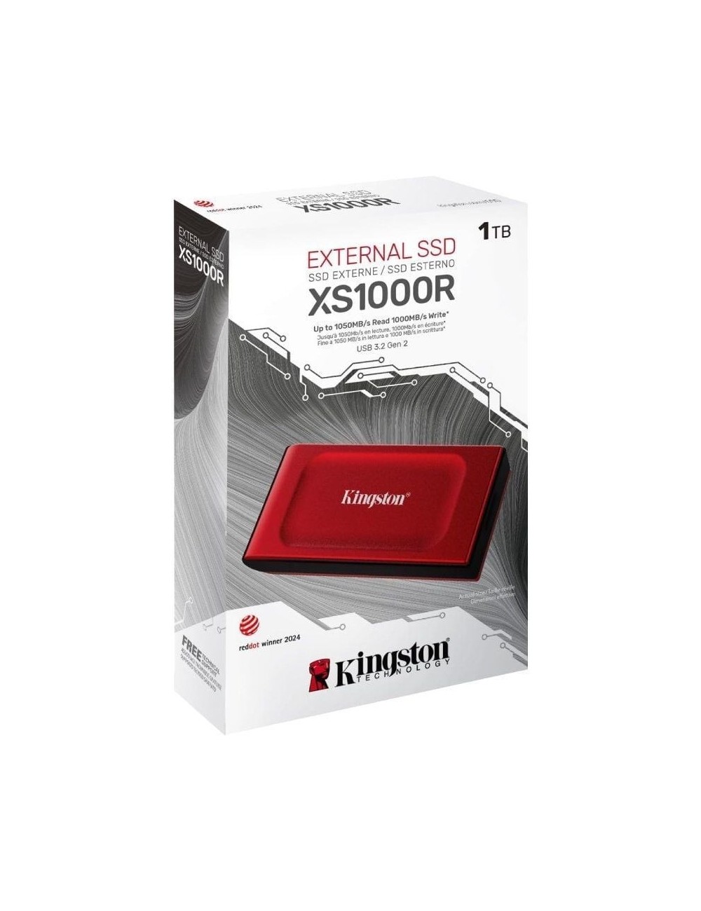 Disco Externo SSD Kingston XS1000 1TB/ USB 3.2/ Rojo