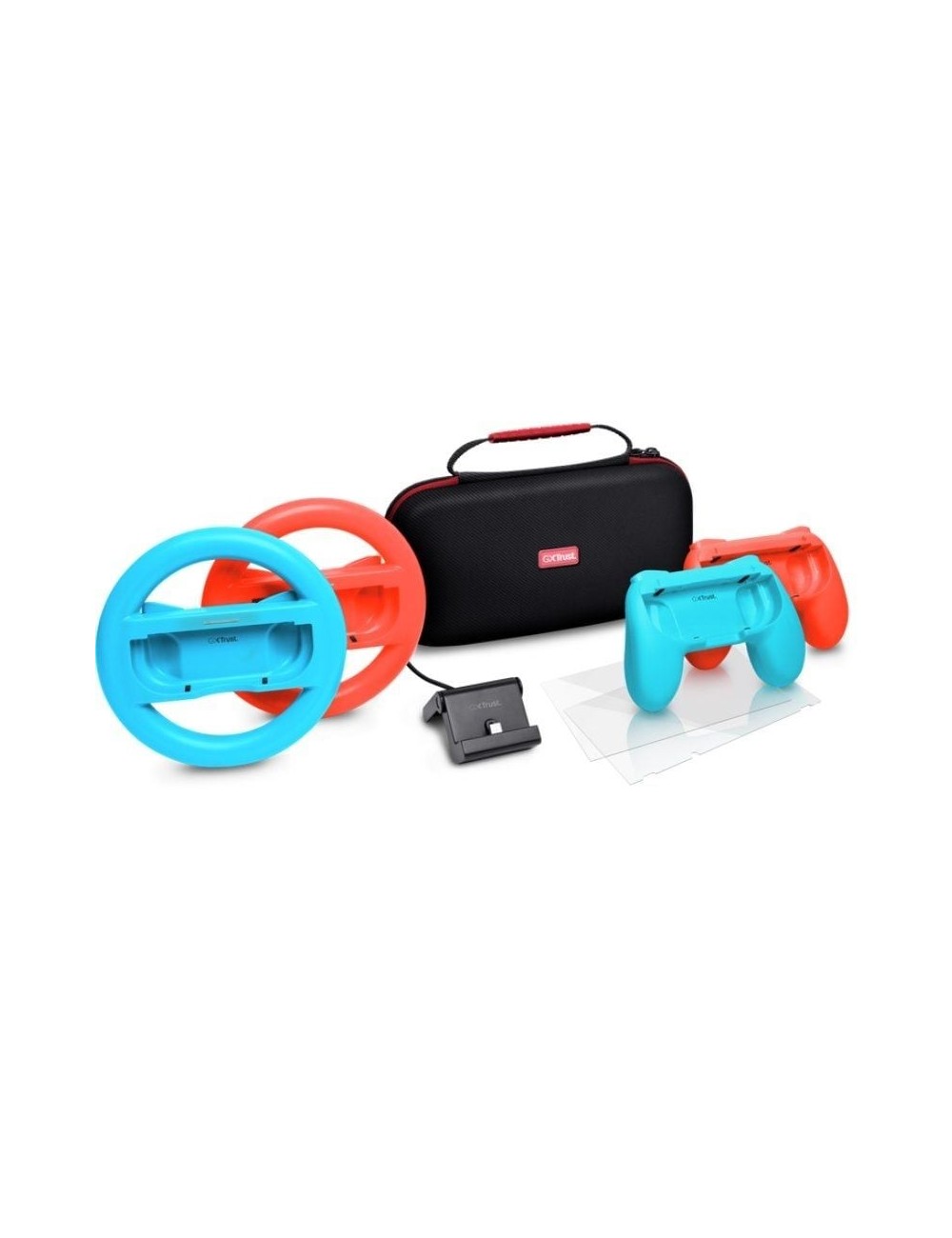 Pack Gaming Trust Gaming GXT 1249/ Estuche rígido + 2 Joy-Con + 2 Volantes + Cristal Templado para Switch + Soporte de Carga