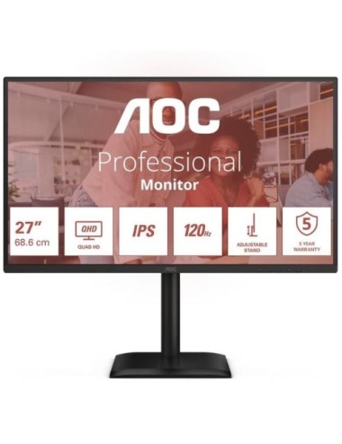 Monitor Profesional AOC Q27E4U 27'/ QHD/ Multimedia/ Regulable en altura/ Negro