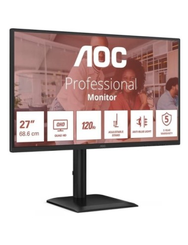 Monitor Profesional AOC Q27E4U 27'/ QHD/ Multimedia/ Regulable en altura/ Negro