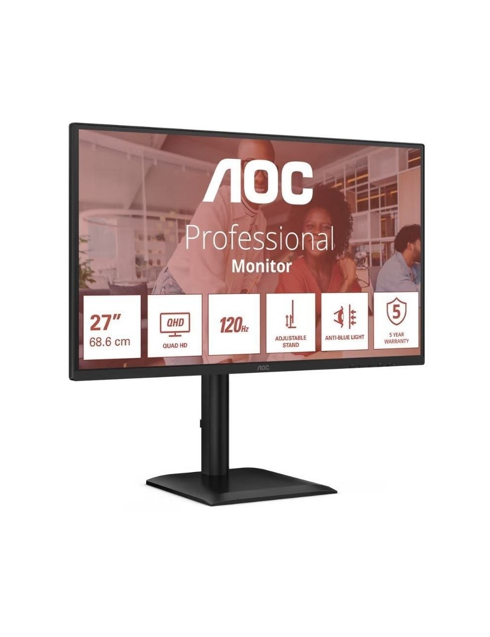 Monitor Profesional AOC Q27E4U 27'/ QHD/ Multimedia/ Regulable en altura/ Negro