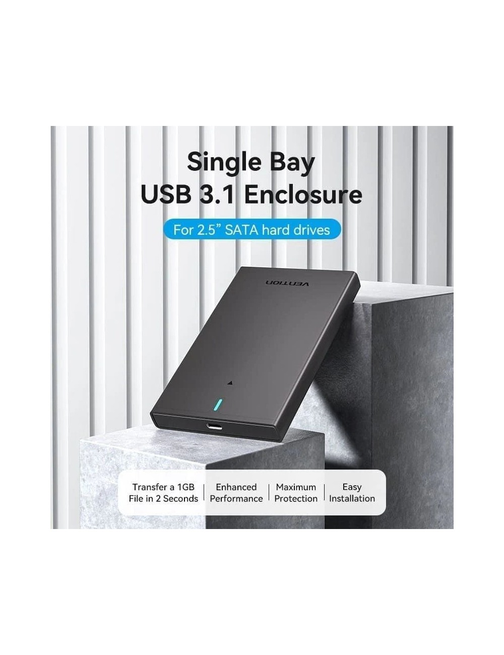Caja Externa para Disco Duro de 2.5' Vention KPBB0/ USB 3.1/ Sin tornillos