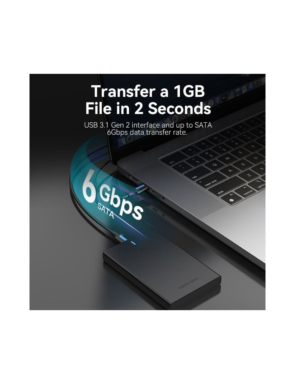Caja Externa para Disco Duro de 2.5' Vention KPBB0/ USB 3.1/ Sin tornillos