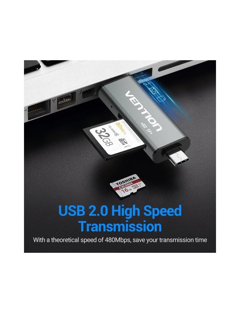 Lector de Tarjetas Externo Vention CCJH0/ USB 2.0