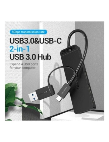 Hub USB 3.0 y Tipo-C Vention CHTBB/ 4xUSB/ USB Tipo-C PD