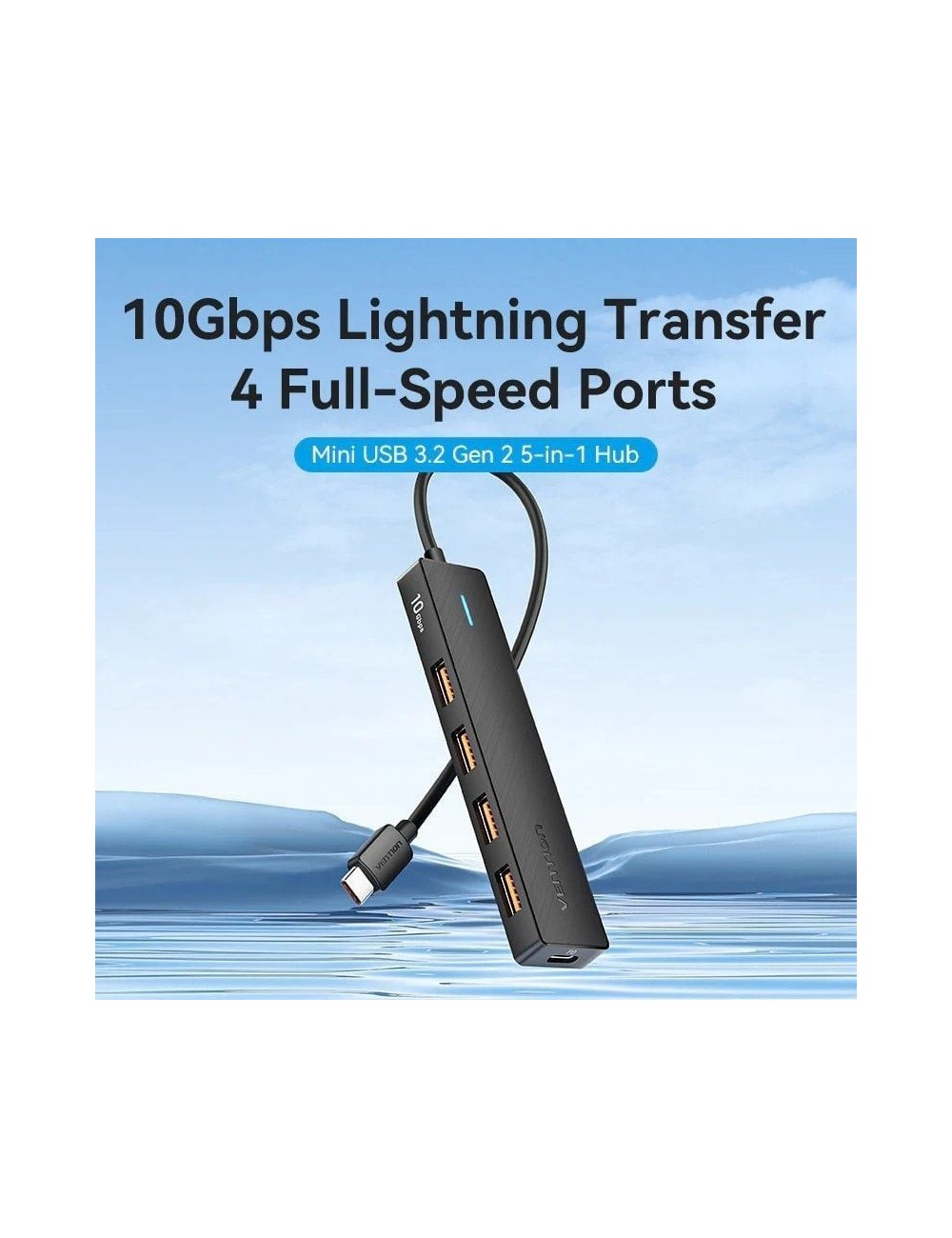 Hub USB Tipo-C 3.2 Vention CKCBB/ 4xUSB/ 1xUSB Tipo-C PD
