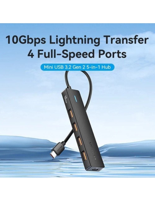 Hub USB Tipo-C 3.2 Vention CKCBB/ 4xUSB/ 1xUSB Tipo-C PD