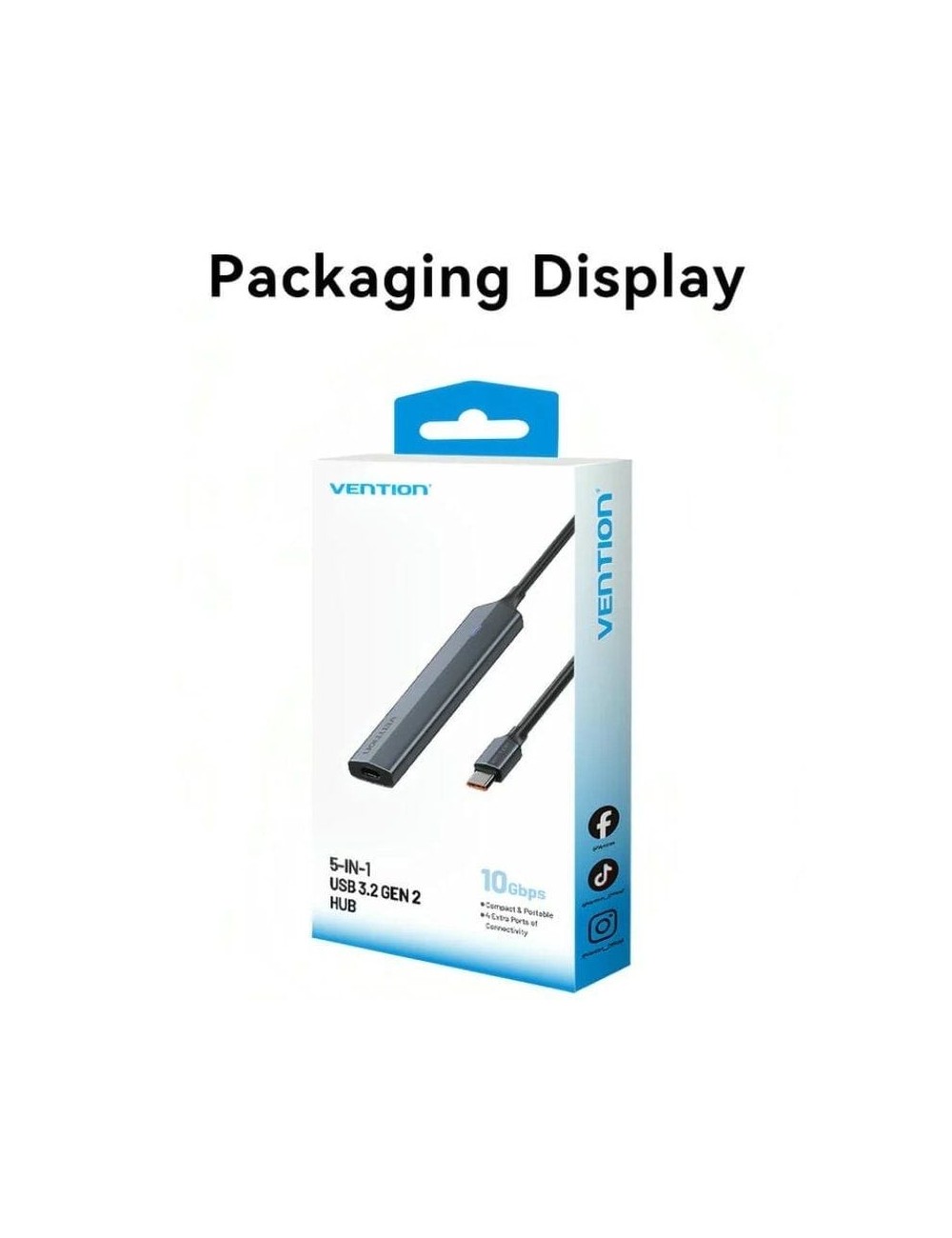 Hub USB Tipo-C 3.2 Vention CKYHB/ 4xUSB Tipo-C/ 1xUSB Tipo-C PD
