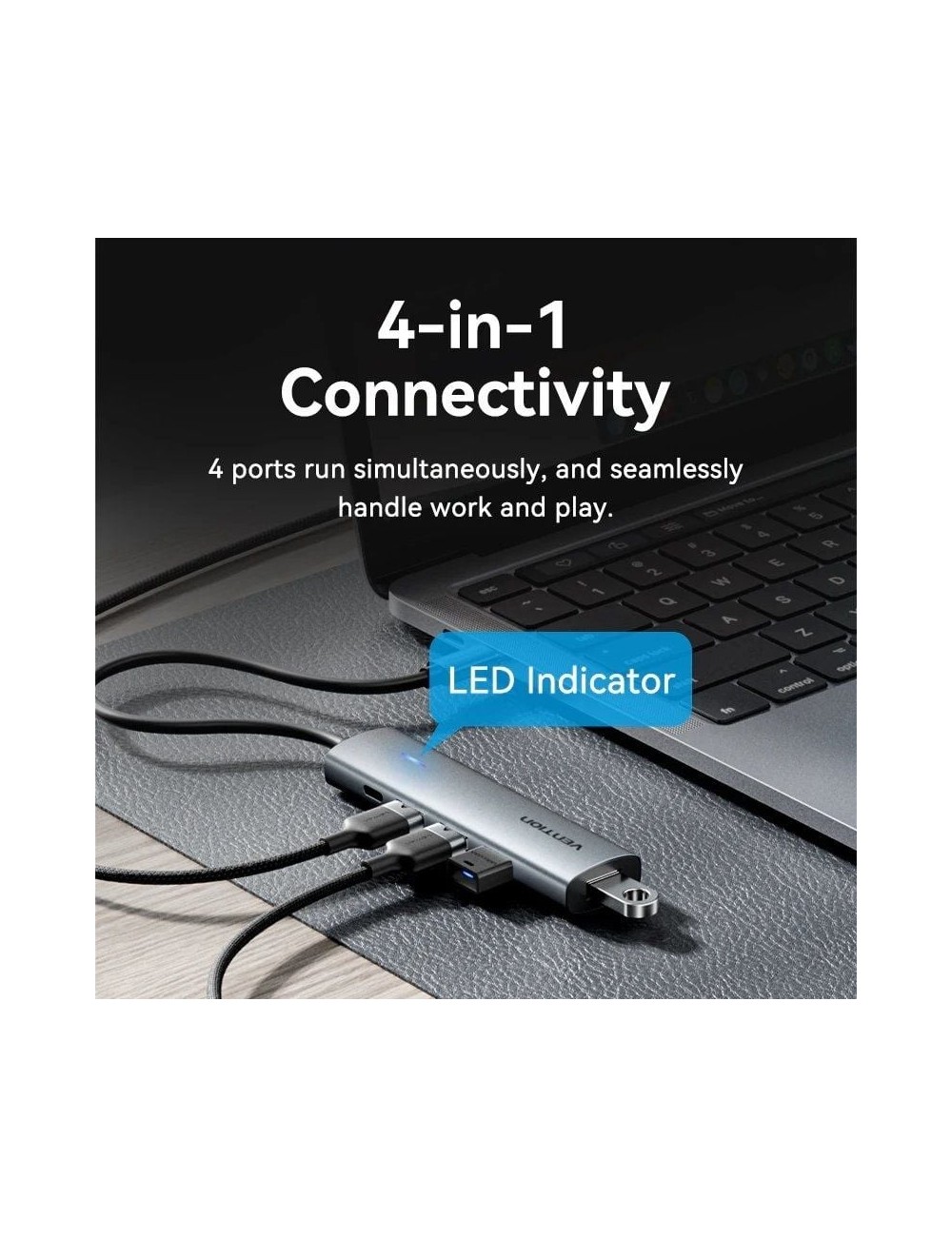 Hub USB Tipo-C 3.0 Vention TGZHB/ 3xUSB/ 1xUSB Tipo-C PD/ Gris