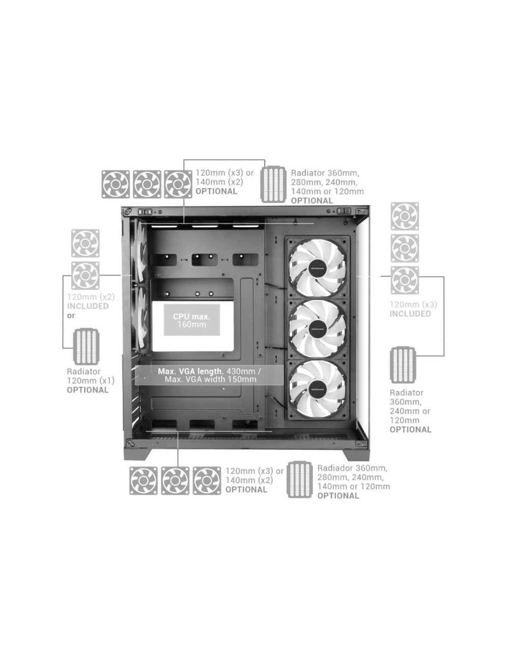 Caja Gaming Semitorre Mars Gaming MCVPRO