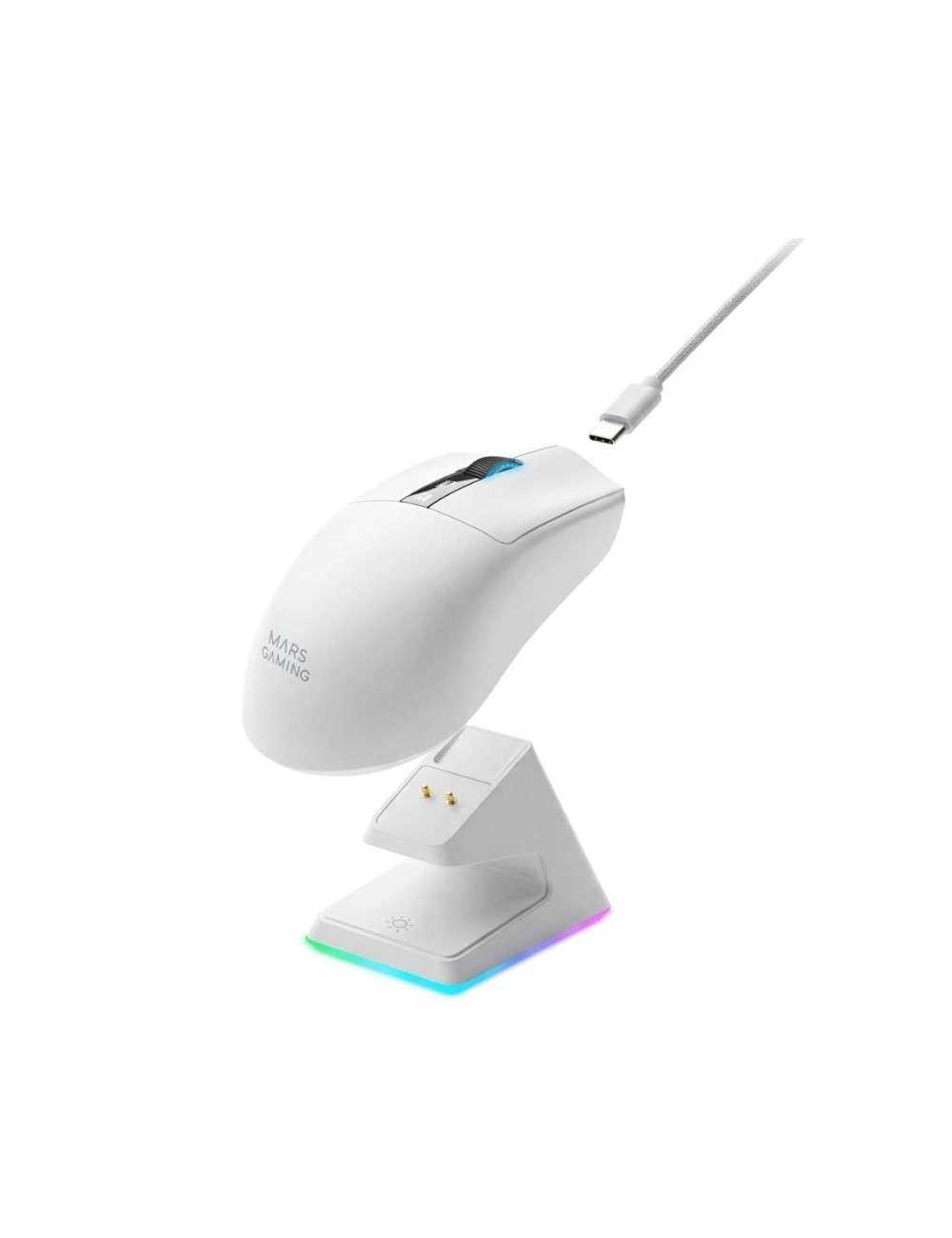 Ratón Gaming Inalámbrico Mars Gaming MMW-Elite/ Batería Recargable/ Hasta 20000 DPI/ Blanco