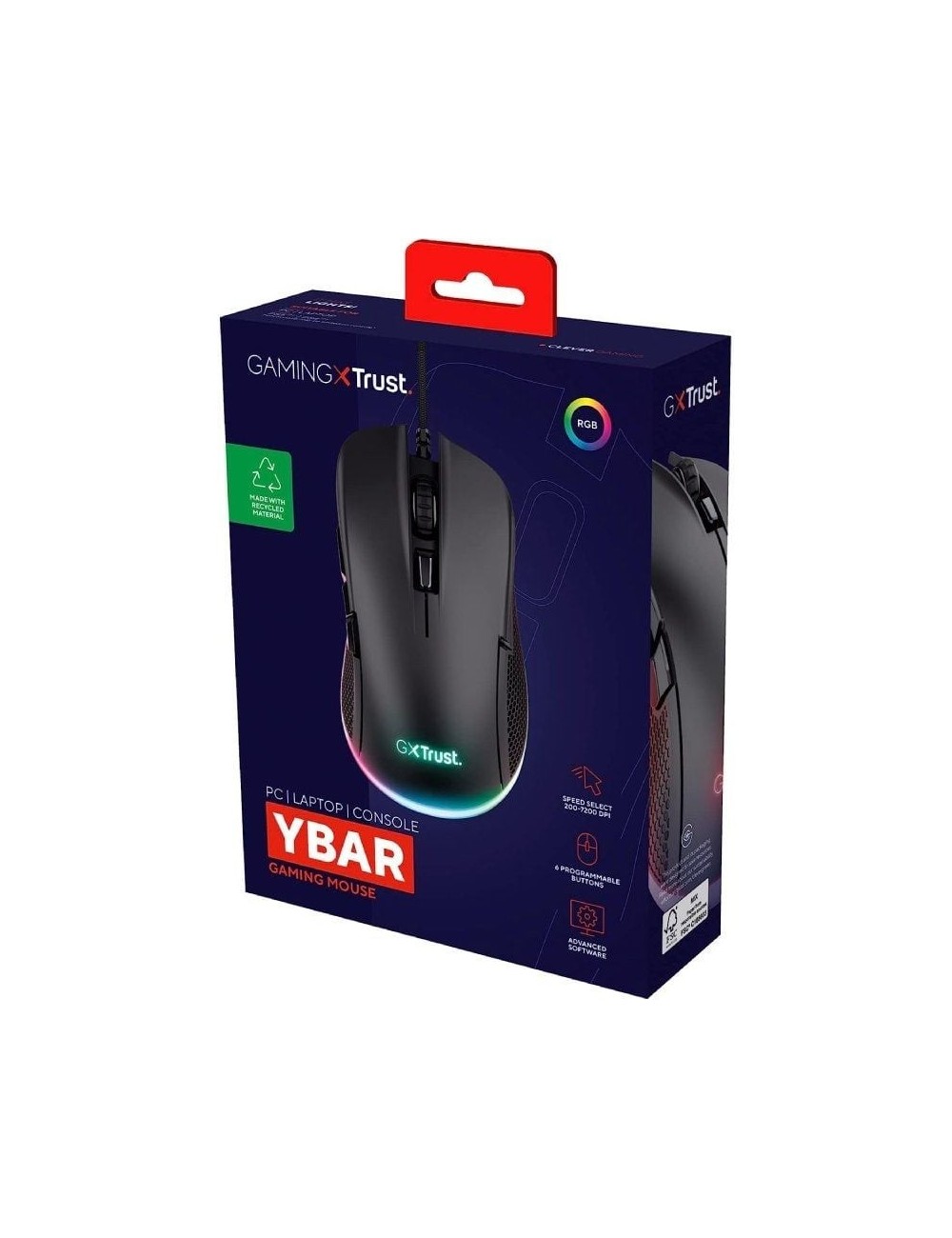 Ratón Gaming Trust Gaming GXT 922 YBAR/ Hasta 7200 DPI